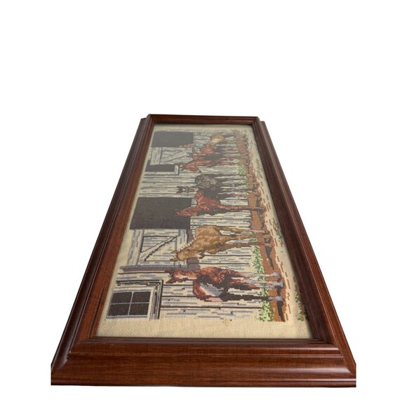 Competed Little Partners Cross Stitch Decorative Horse Art Framed VTG Wall Decor - Picture 5 of 15